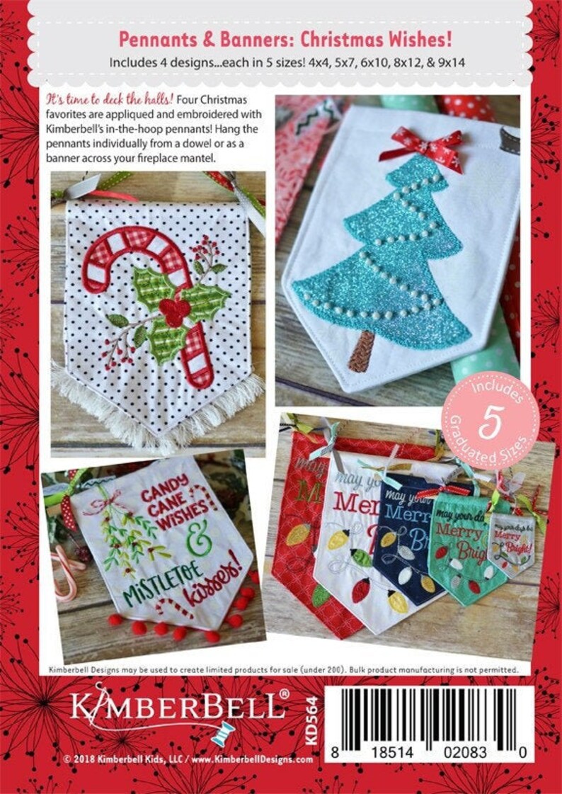 Kimberbell Pennants & Banners Christmas Wishes Embroidery CD Etsy