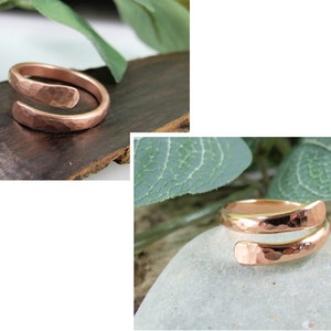 Ring. Chunky Copper Wrap Ring, Textured Wrap Ring in Matte or Polished Finish. Pure Copper, Hand Forged Ring,