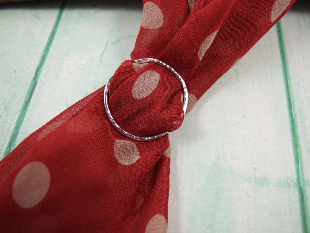 Scarf Ring, Hammered Recycled Sterling Silver Scarf Slide Buckle. Hand