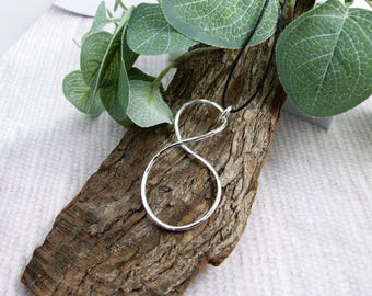 Sterling Silver Infinity Hoop Necklace on Waxed Cord