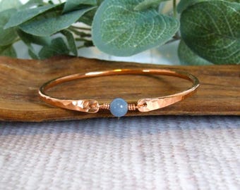 Copper Bangle with Birth Month Crystal Gemstone; Available in different sizes