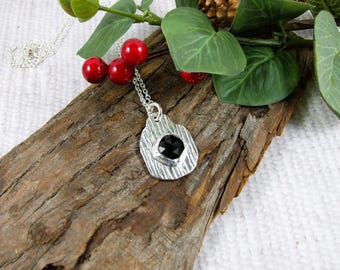 Sterling Silver Necklace, One of a Kind with Black Agate Gemstone