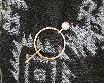 Copper Shawl Pin, Handcrafted Swirl Patterned Clasp