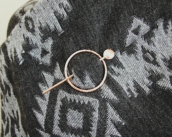 Copper Shawl Pin, Handcrafted Patterned Clasp