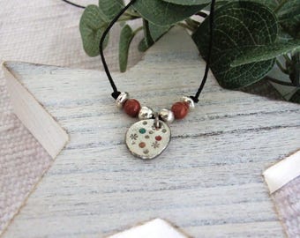 Sterling Silver Nugget Necklace: Night Sky with Stars, Moon and Enamel Accents