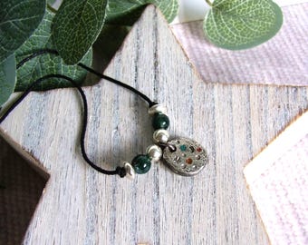 Sterling Silver Nugget Necklace: Sky at Night with Stars, Moon and Enamel Accents