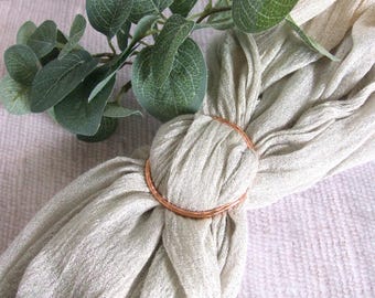 Hand Forged Hammered Medium Copper Scarf Ring, Linen Scarf Buckle