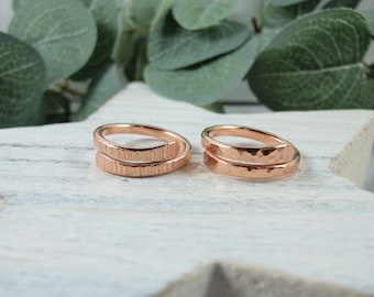 Chunky Copper Wrap Ring, Hand Forged, Textured Finish