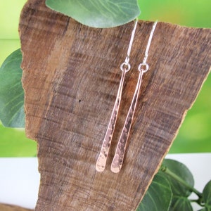 Boucles d'oreilles longues en cuivre, crochets en argent sterling