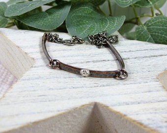 Pure Copper Anklet with Contrasting Silver Flower. Fits up to 30cms