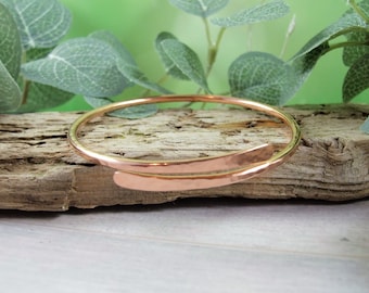 Hand Forged Copper Bangle, Adjustable Wrap Bracelet, Boho Style