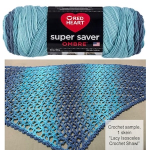 Bluetiful ombre, Red Heart Super Saver Ombre Yarn, variegated, gradient, color blend, acrylic worsted #4 weight
