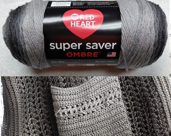 Anthracite Ombre, Red Heart Super Saver Ombre Yarn, Oeko-Tex10oz/243g, 482 yds, 1 skein, low & fast ship!