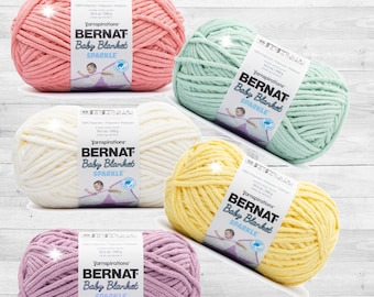 Baby-safe Sparkle Bernat Baby Blanket Yarn, Super Bulky 6, 10.5oz/220 Yds,  No-scratch Sparkle, Soft Polyester Chenille, Low & Fast Ship 