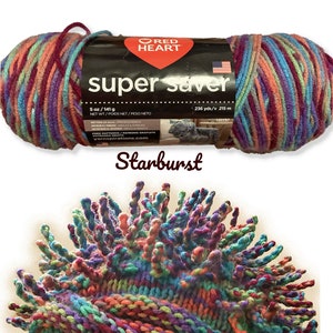 Starburst colorway, 5oz Red Heart Super Saver stripes/multis; acrylic worsted #4 weight; low & quick ship!