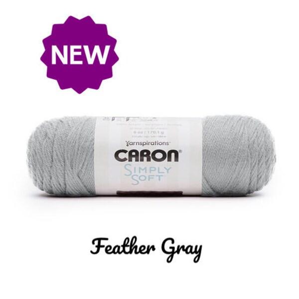 NEW color! Feather Gray, Caron Simply Soft Yarn; 6oz/315 yd worsted weight acrylic #4, baby soft! low & fast ship!