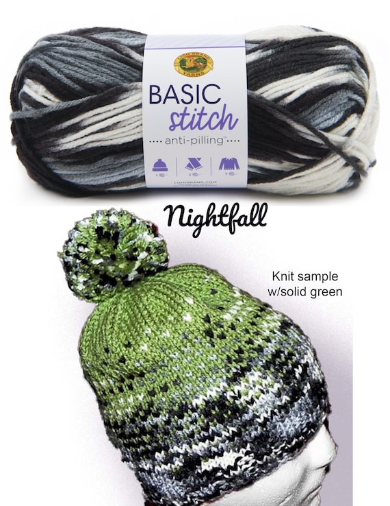 Destash Sale Nightfall, Lion Basic Stitch Anti-pilling Yarn, 4 Worsted,  185yd/3.5oz Skein, SOFT Varieg Black to White, Low & Fast Ship 