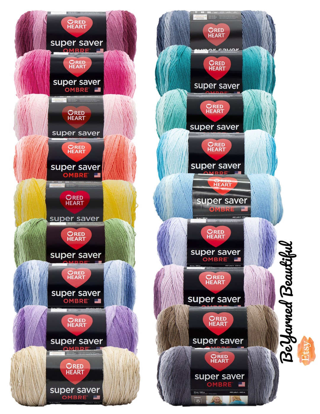 Red Heart, Super Saver, Solids, Multis, Stripes, Ombre, Fair Isle