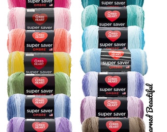 Final days of made in USA! Red Heart Super Saver Ombre Yarn, 10oz; 482 yds, versatile, stunning colors, acrylic worsted #4; fast & low ship!