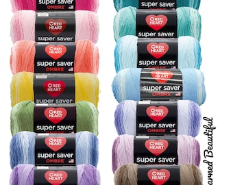 Final days of made in USA! Red Heart Super Saver Ombre Yarn, 10oz; 482 yds, versatile, stunning colors, acrylic worsted #4; fast & low ship!