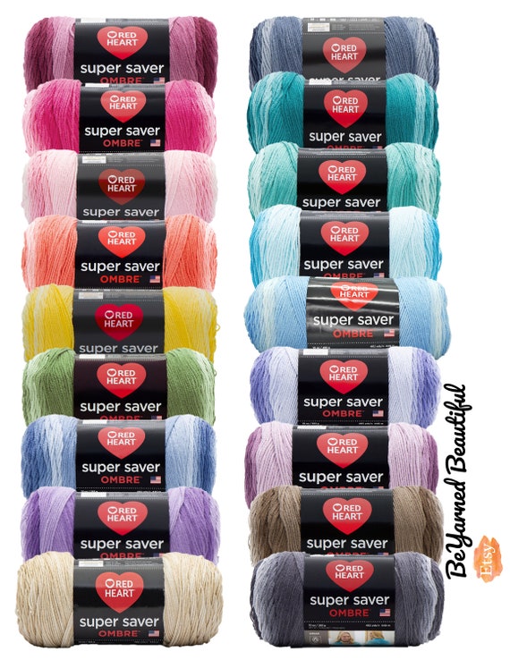 Final Days of Made in USA Red Heart Super Saver Ombre Yarn, 10oz 482 Yds,  Versatile, Stunning Colors, Acrylic Worsted 4 Fast & Low Ship 