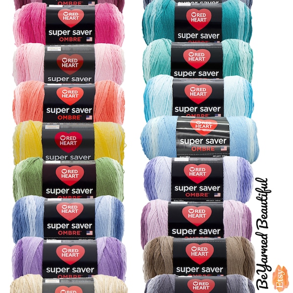 Final days of made in USA! Red Heart Super Saver Ombre Yarn, 10oz; 482 yds, versatile, stunning colors, acrylic worsted #4; fast & low ship!