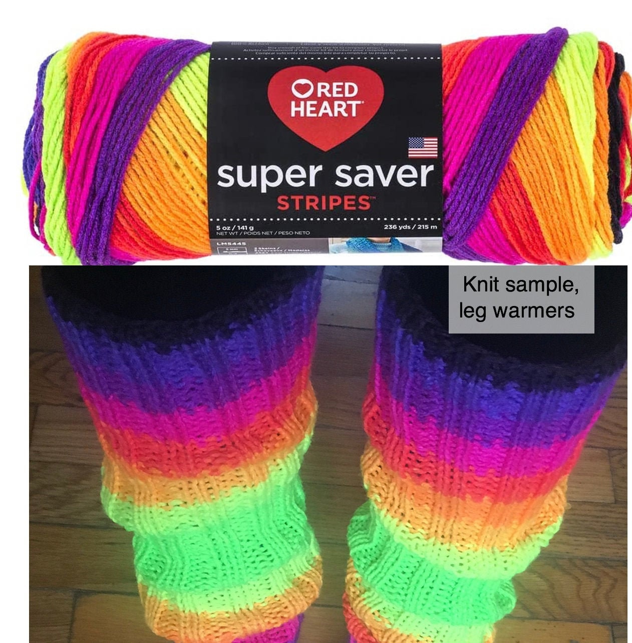 Super Saver Stripes by Red Heart Yarns, Bright Self Striping Yarn