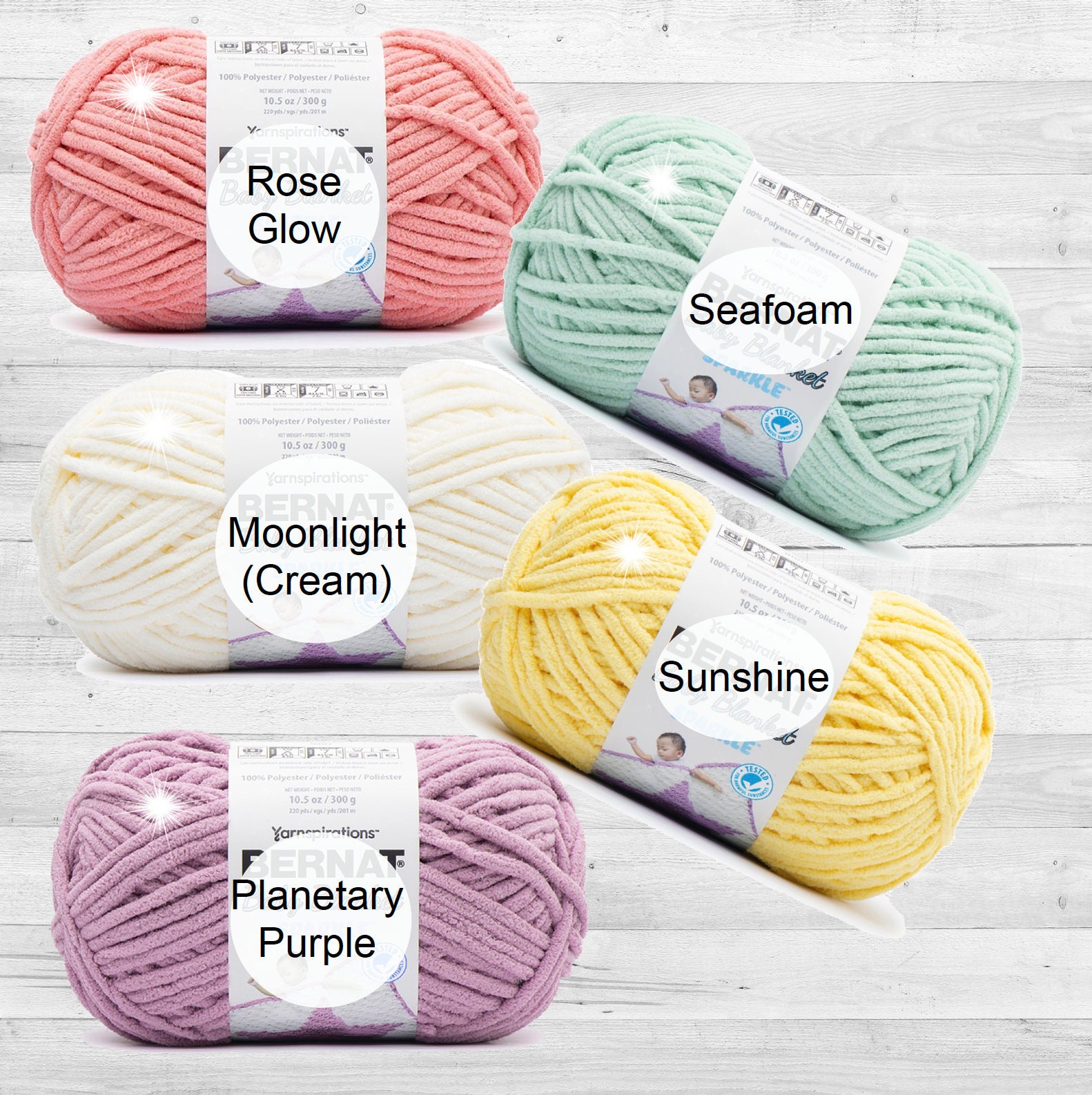 Baby safe Sparkle Bernat Baby Blanket Yarn Super Bulky 6 10.5oz