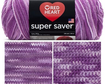 Purple Tones, Red Heart Super Saver multi yarn; 5oz/236yds, acrylic worsted #4; shawls, hats, sweaters; low & quick ship!