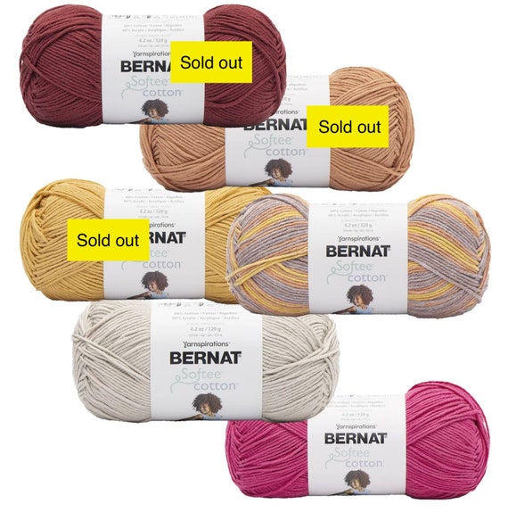 Summer Cotton Bernat Softee Baby Cotton Yarn, 3 DK Weight 4.2oz/254 Yds  Cott/acrylic Blend, Perfect for Wearables, Low & Fast Ship 