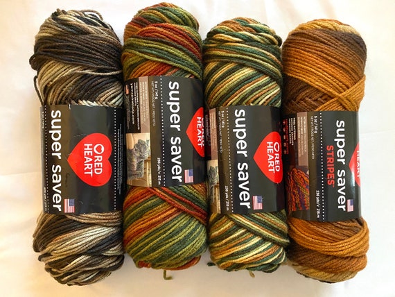 Fall/woodsy/brown Colors 5 Oz Red Heart Super Saver Stripes/prints Latte  Stripe, Platoon, Acrylic Worsted 4 Weight Low & Quick Ship 
