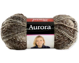 HOT seller! Good Earth colorway, Premier Aurora Yarn, #4 worsted weight, self-striping marl, machine washable, soft, 3.5oz; low & fast ship!