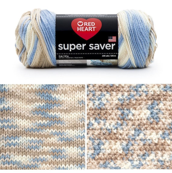 Mirage Colorway, Red Heart Super Saver Multi Yarn 5oz/236yds, Acrylic  Worsted 4 Blue/beige/soft White Low & Quick Ship 
