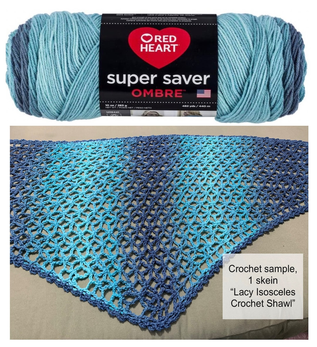 Bluetiful Ombre, Red Heart Super Saver Ombre Yarn, Variegated, Gradient,  Color Blend, Acrylic Worsted 4 Weight -  Denmark
