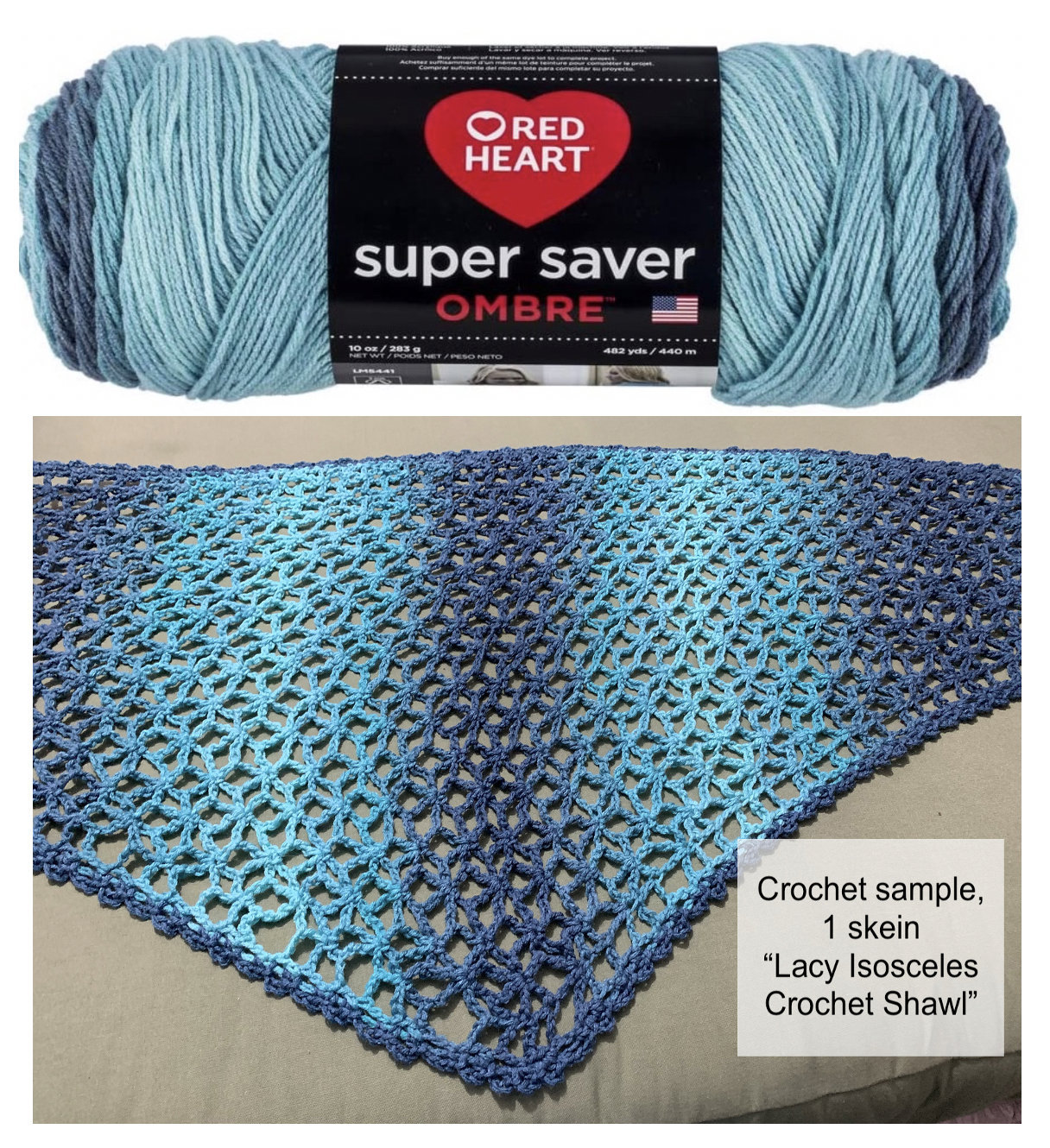 Bluetiful Ombre, Red Heart Super Saver Ombre Yarn, Variegated