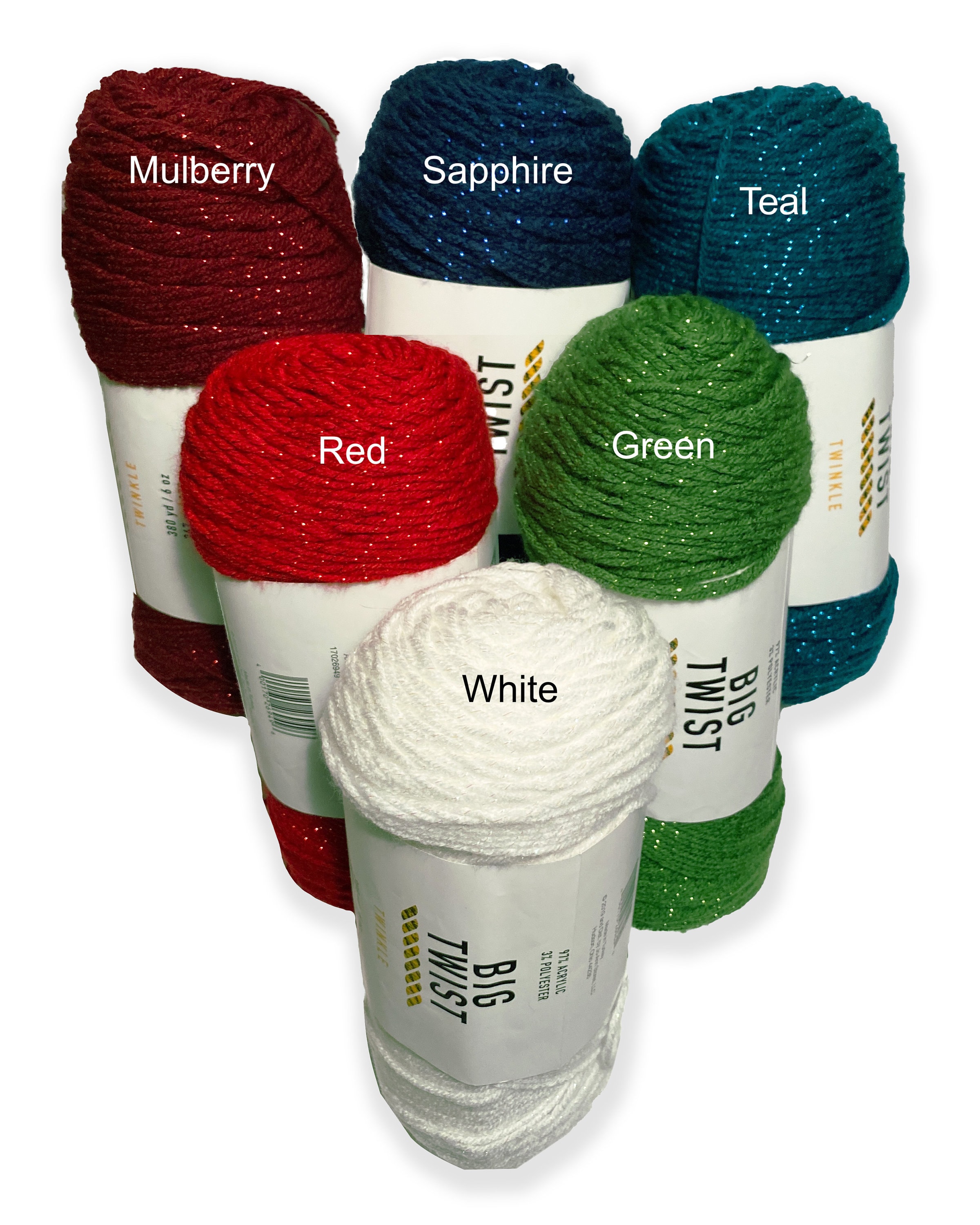 Soft Sparkle Yarn Big Twist Twinkle Yarn 4 Worsted Red, White, Mulberry,  Sapphire, Teal, Amigurumi, Low & Fast Ship 