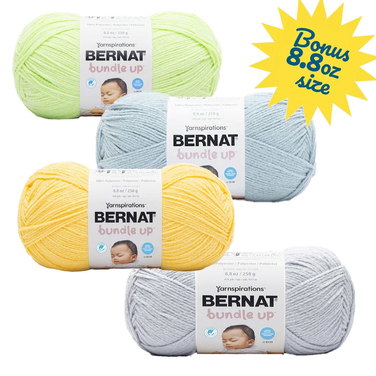 Bernat Blanket Brights SCHOOL BUS YELLOW 12003 Yarn Big 10.5 Oz Skein / Bernat  Blanket Yarn New Colors 