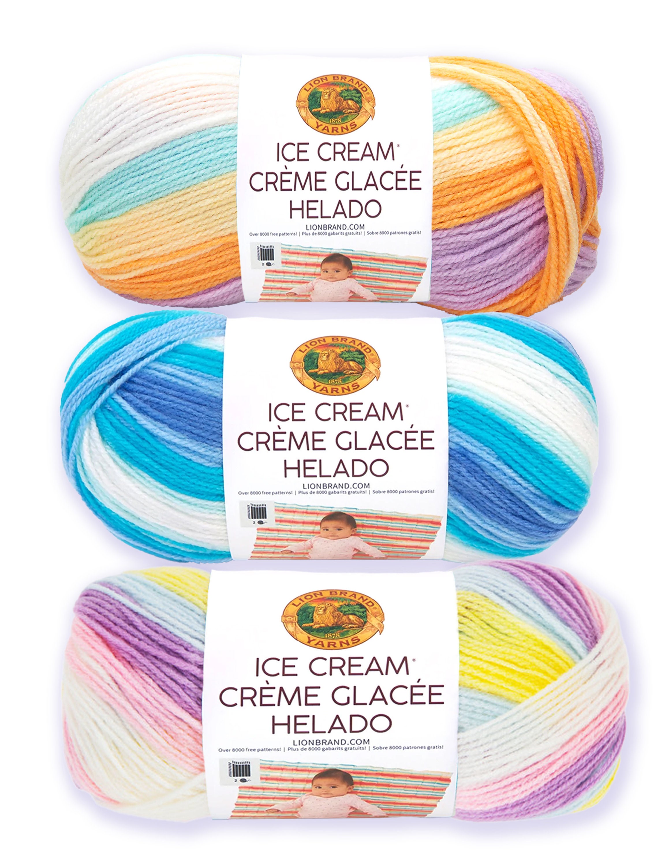 Baby Yarn Yummy Combo Blends, Lion Ice Cream Yarn, 3 DK Weight, 3.5oz/394  Yds, Soft Acrylic Machine Wash and Dry, Low & Fast Ship -  Norway
