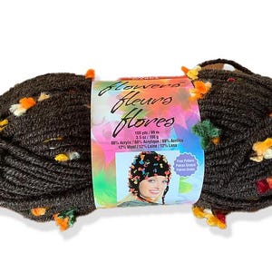 Destash sale! Apple Orchard color, Premier Yarn &quot;flowers&quot;, #4 worsted, 108yd/3.5oz skein, soft brown with autumn flecks, low & fast ship!