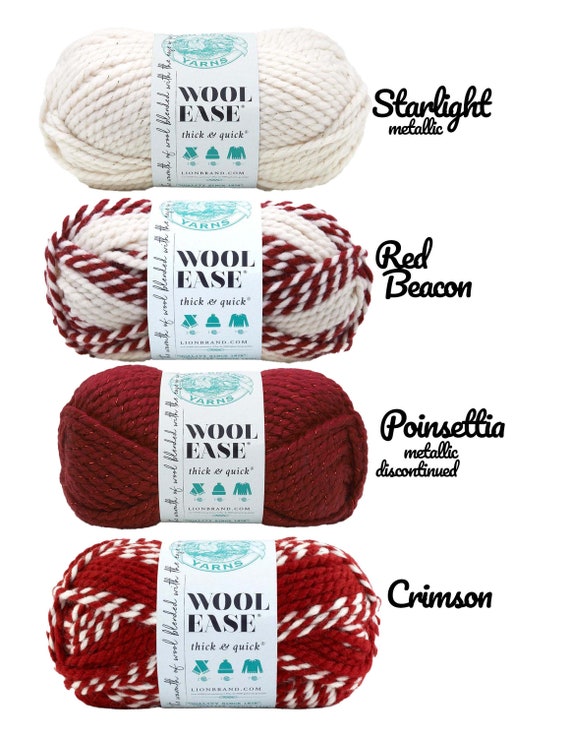 Holiday Candy Cane Colors Lion Brand Wool Ease Thick and Quick Yarn,  Acrylic/wool, Super Bulky 6, Perfect for Beginners, Low & Fast Ship 