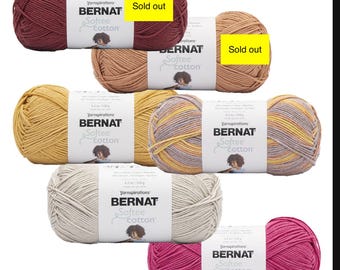 Warm colors, Bernat Softee Cotton yarn, #3 DK weight; 4.2oz/254 yds; Cotton/Acrylic blend, perfect for wearables, low & fast ship!