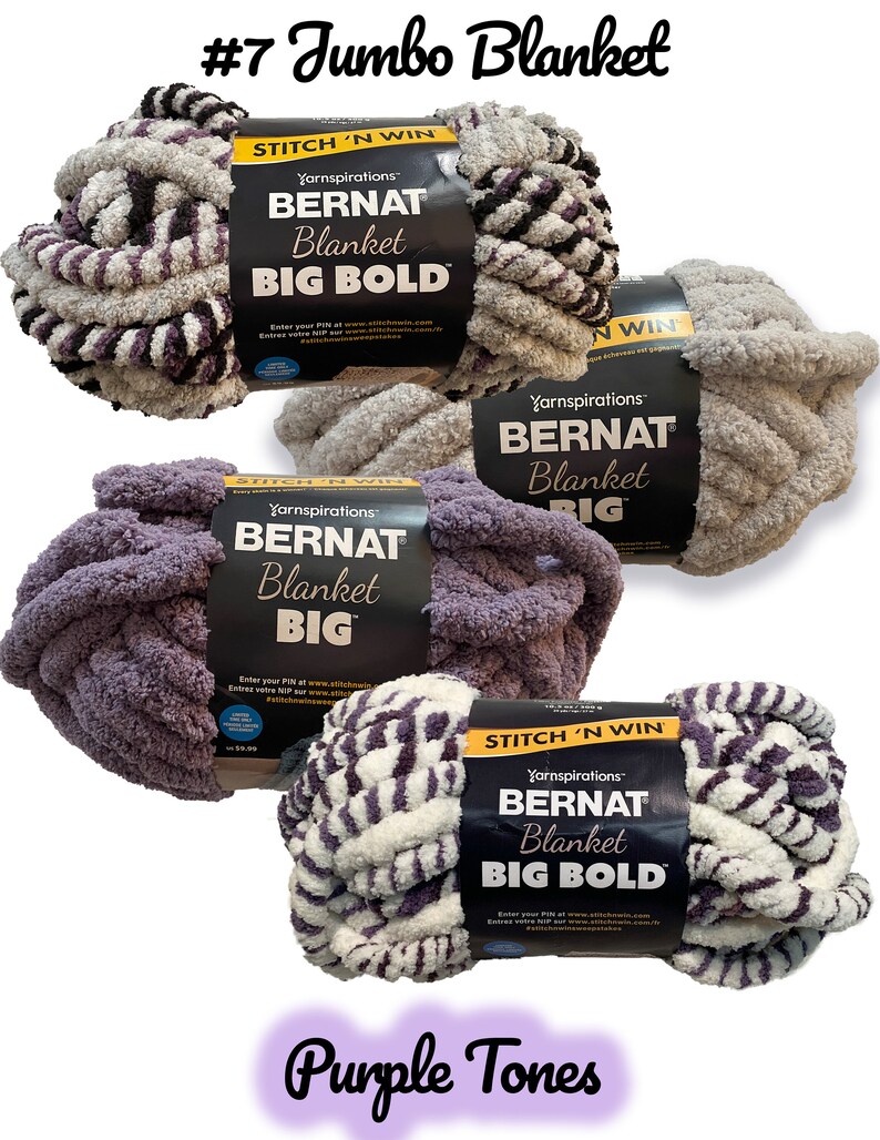 Purple Colors Bernat Blanket BIG Bold Yarn Stitch N Win 7 Etsy