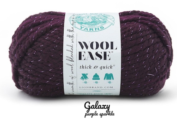 Galaxy purp Spark, Lion Brand Wool Ease Thick Quick Yarn, 5oz/92yds,  Acrylic/wool, Super Bulky 6, Perfect for Beginners, Low & Fast Ship 
