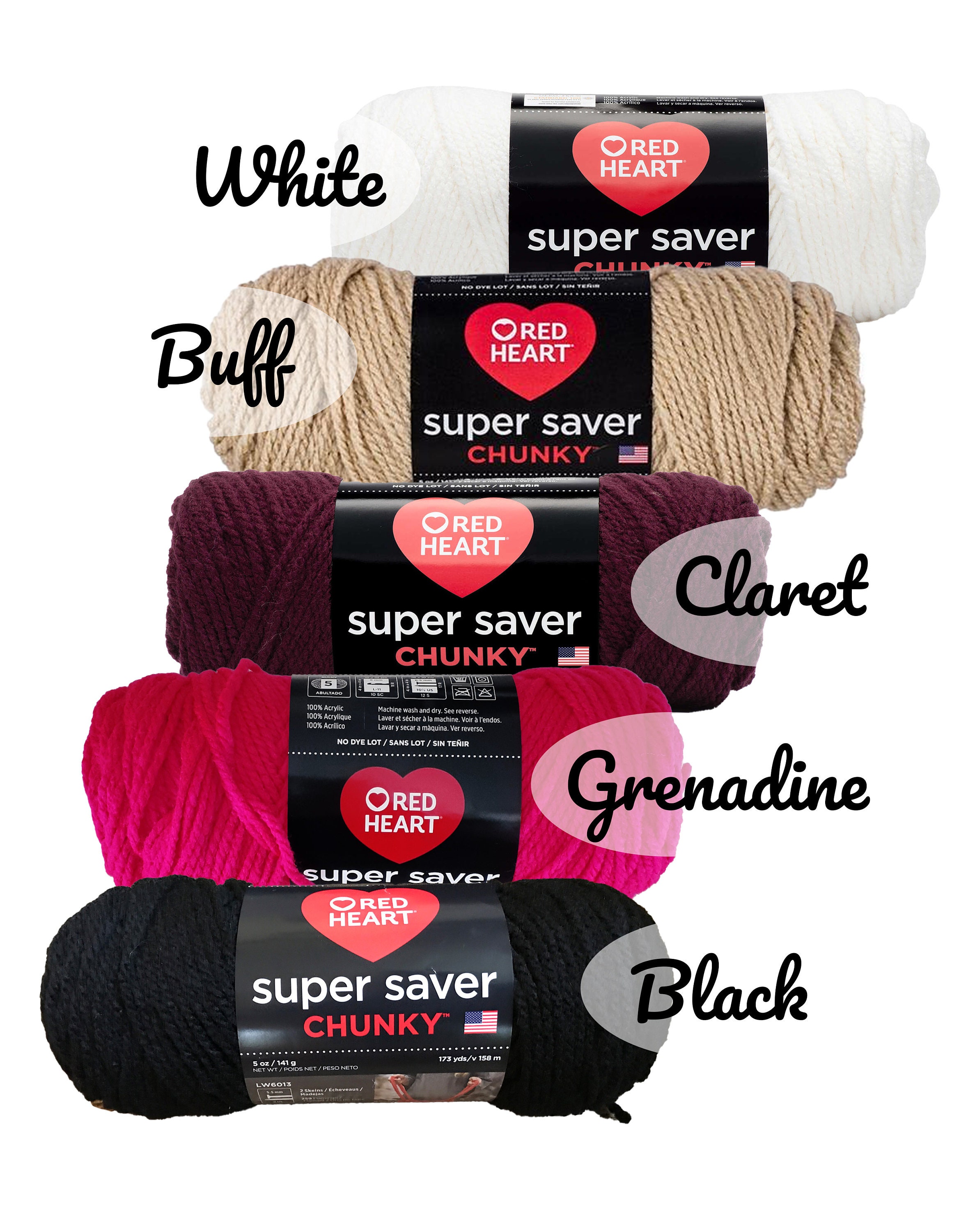 Red Heart Chunky Yarn, Select Your Color 6 Super Bulky