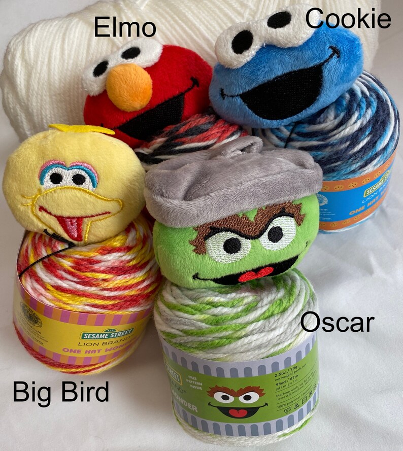 Sesame Street One Hat Wonder kit Lion Brand knit/crochet hat Etsy