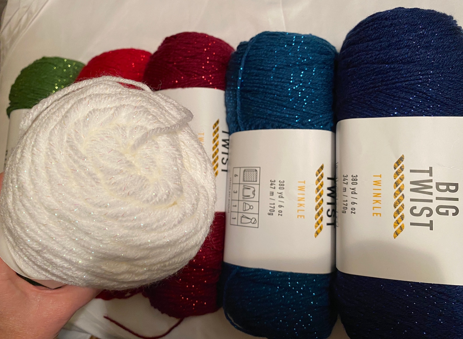 Holiday Sparkle Big Twist Twinkle Yarn Green Red White Etsy