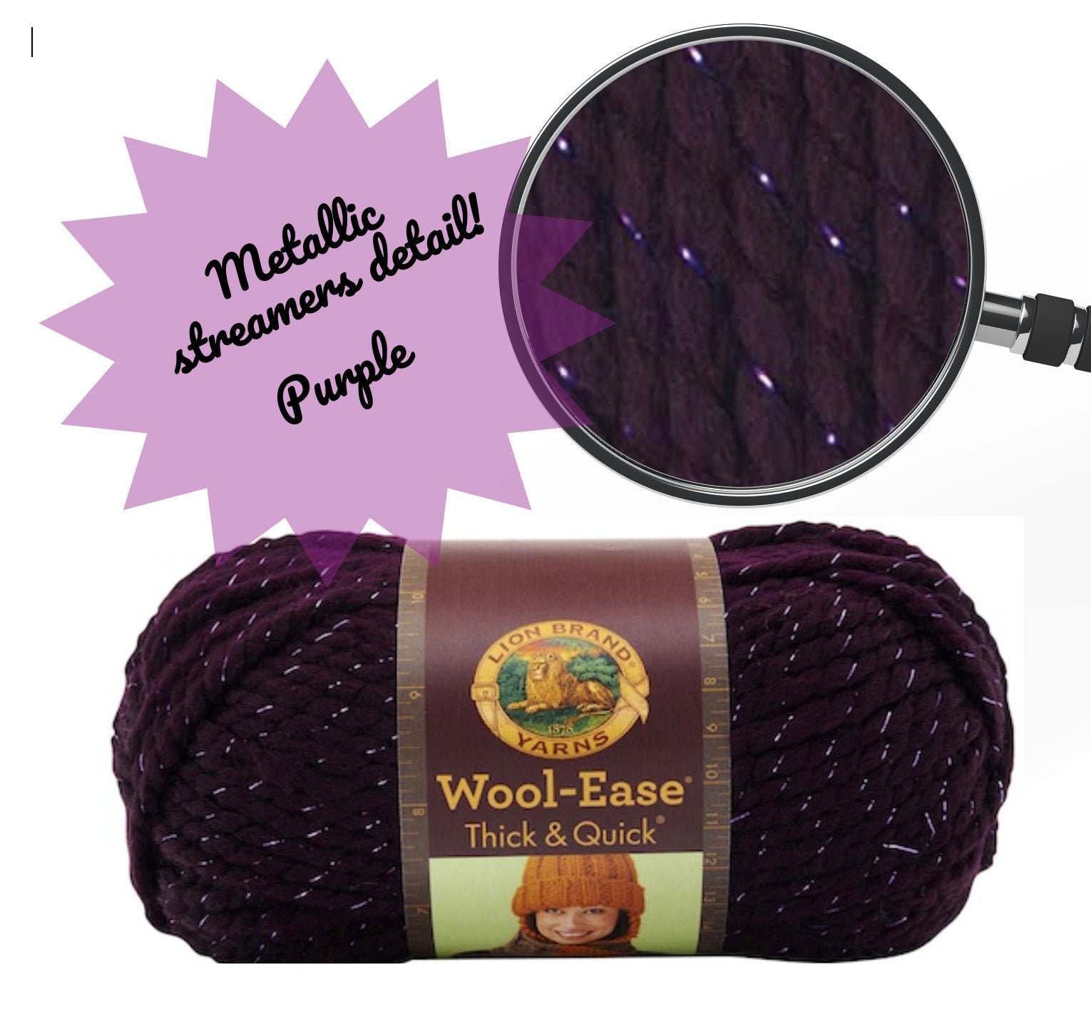 Galaxy purp Spark, Lion Brand Wool Ease Thick Quick Yarn, 5oz