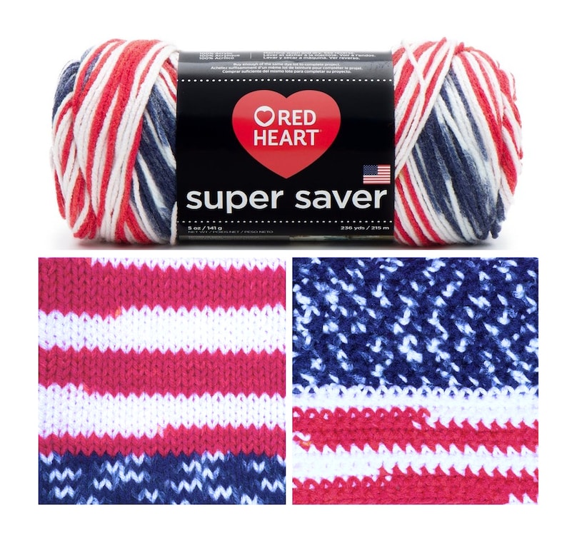 Americana Print Red Heart Super Saver Yarn 5oz/236 Yds Etsy