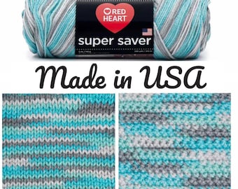 Icelandic colorway, Red Heart Super Saver yarn; 5oz/236yds, acrylic worsted #4; cool/winter/fresh; low & quick ship!