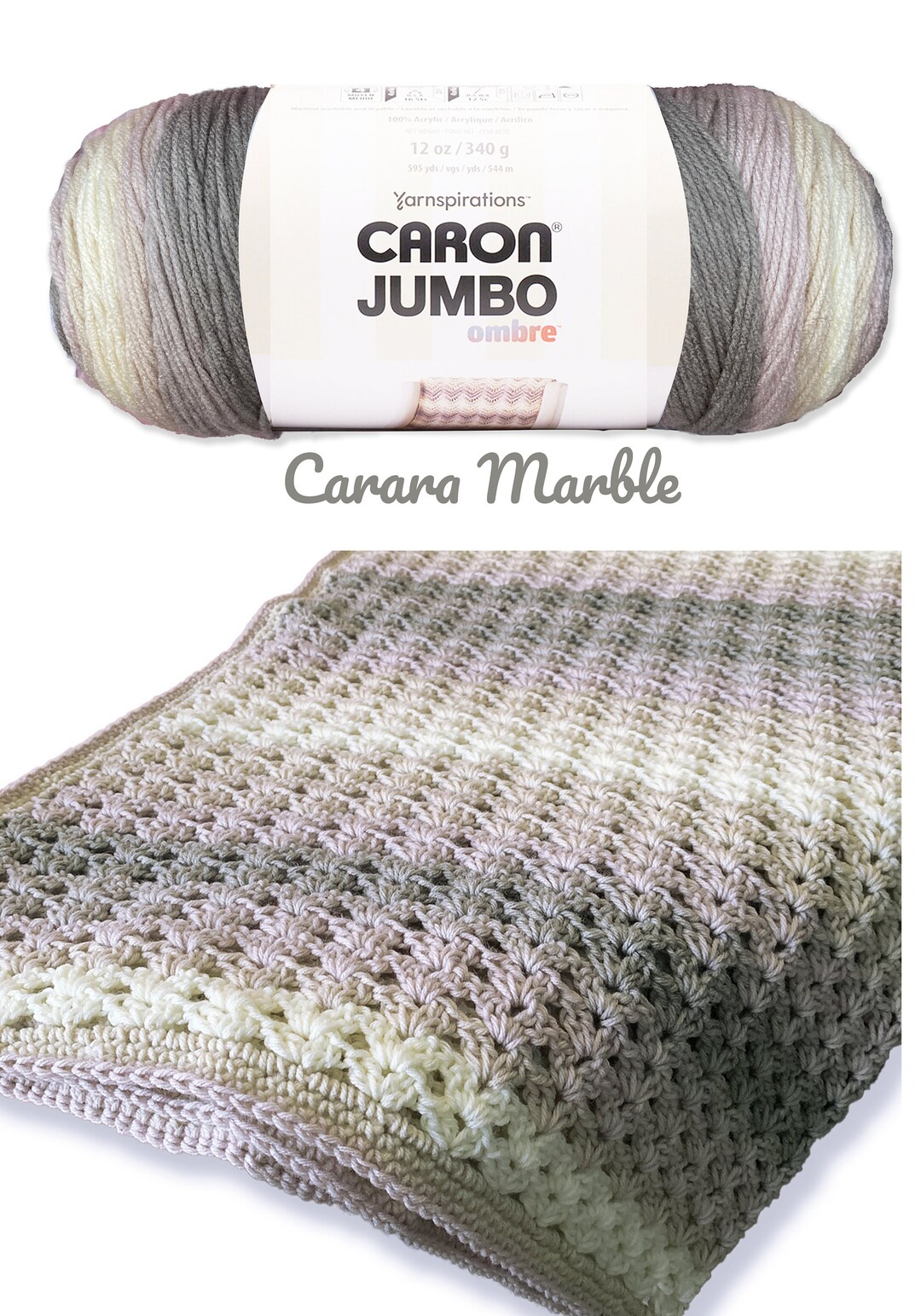 Caron Jumbo Ombre Blush and Blue Yarn - Paquete de 2 hilos de 12 onzas / 11.99 oz – Acrílico – #4 peinado (mediano) – 595 yardas – Tejido y ganchillo Caron Jumbo Ombre Blush and Blue Yarn - Paquete de 2 hilos de 12 onzas / 11.99 oz – Acrílico – #4 peinado (mediano) – 595 yardas – Tejido y ganchillo